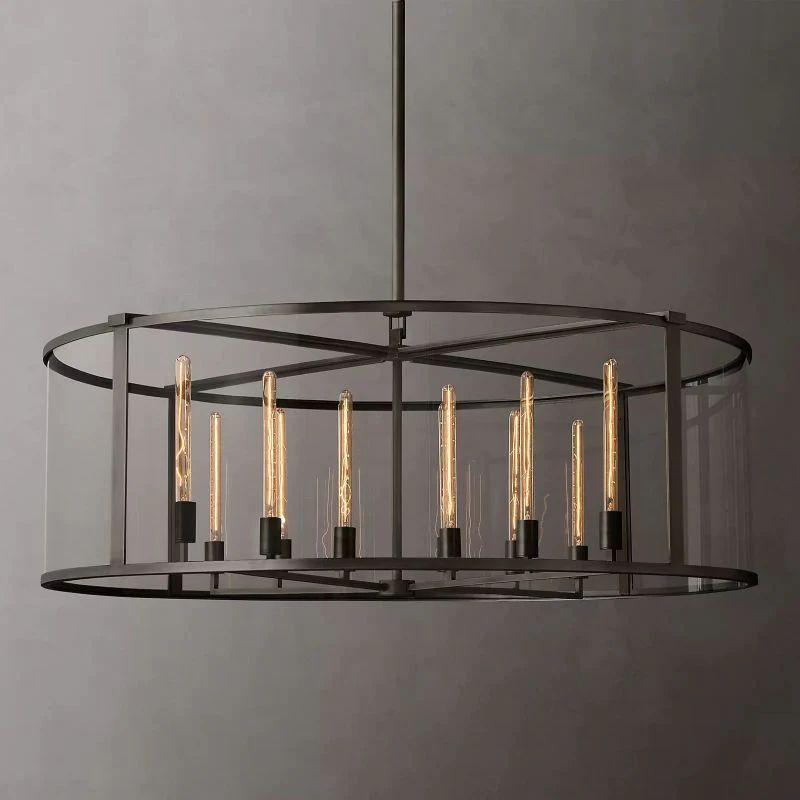 Bianca Glass Lantern Modern Round Chandelier 55"