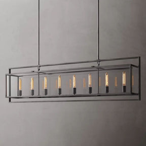 Bianca Glass Lantern Rectangular Chandelier 72"