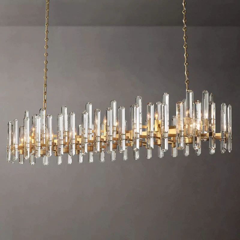 Luxe Brass Prism Linear Chandelier  72"