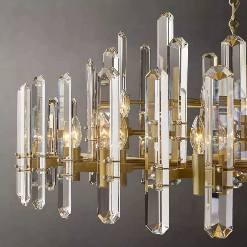 Luxe Brass Prism Linear Chandelier  72"