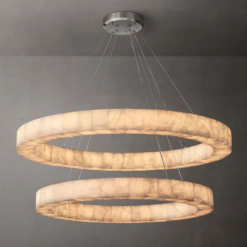 Phoebe 2-Tier Round Calcite Chandelier 60"