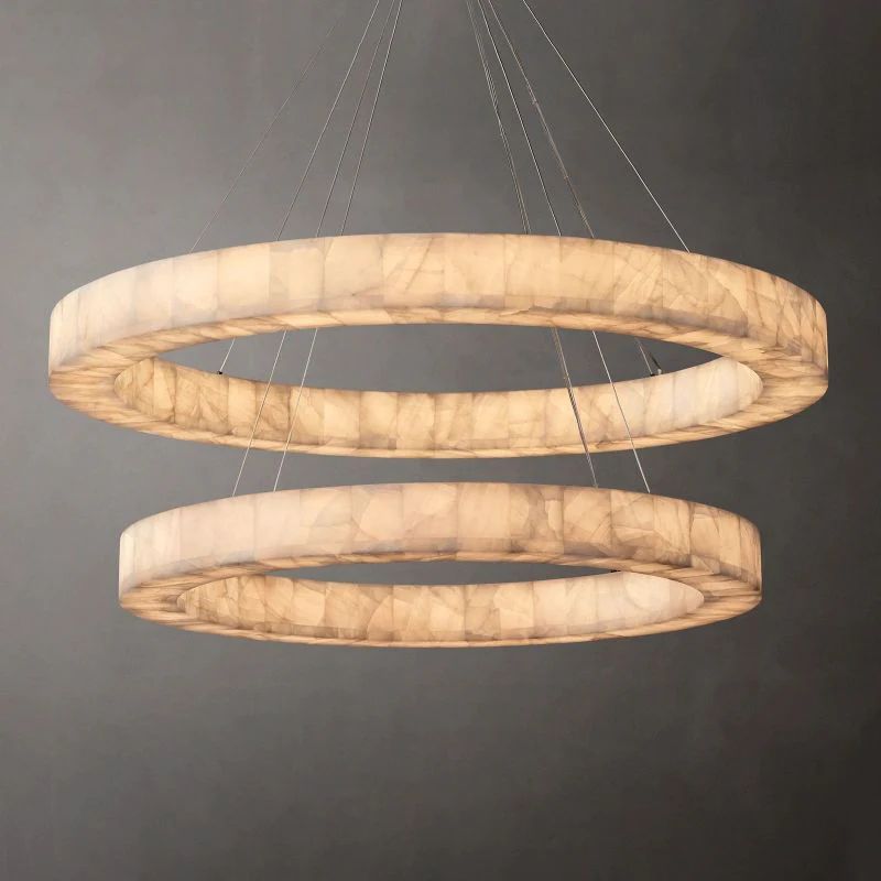 Phoebe 2-Tier Round Calcite Chandelier 60"