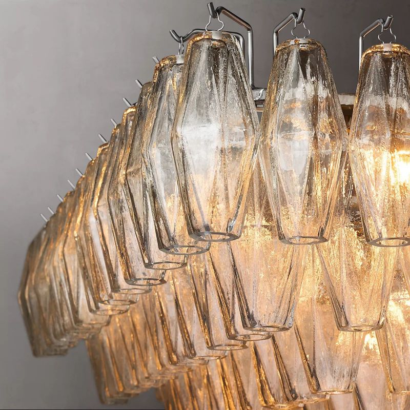 Chara Clear Glass Tiered Rectangular Chandelier 74"