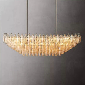 Chara Clear Glass Tiered Rectangular Chandelier 54"