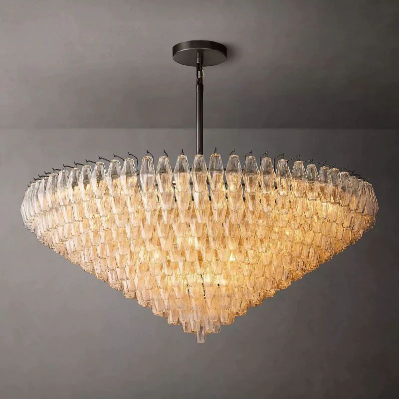 Chara Clear Glass Tiered Round Chandelier 62"