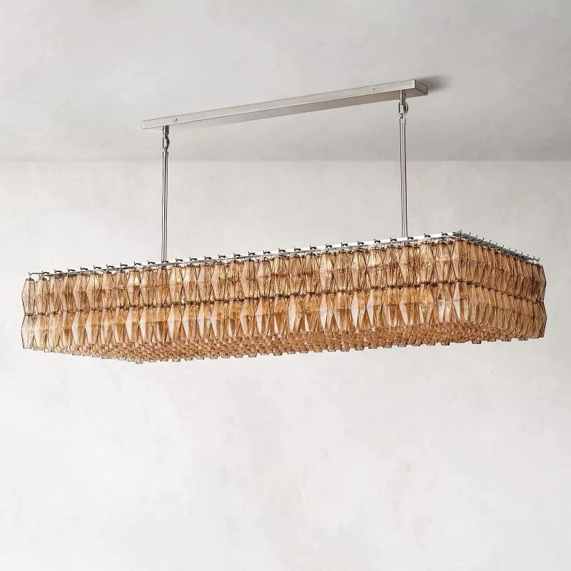 Chara Smoke Glass Rectangular Chandelier 74"