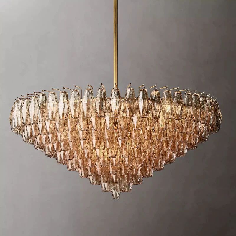 Chara Smoke Glass Tiered Round Chandelier 47"