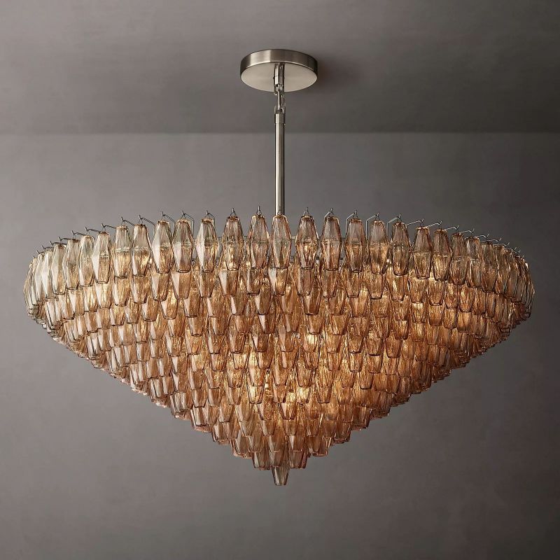 Chara Smoke Glass Tiered Round Chandelier 62"