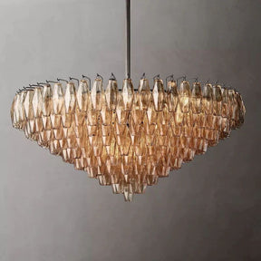 Chara Smoke Glass Tiered Round Chandelier 47"