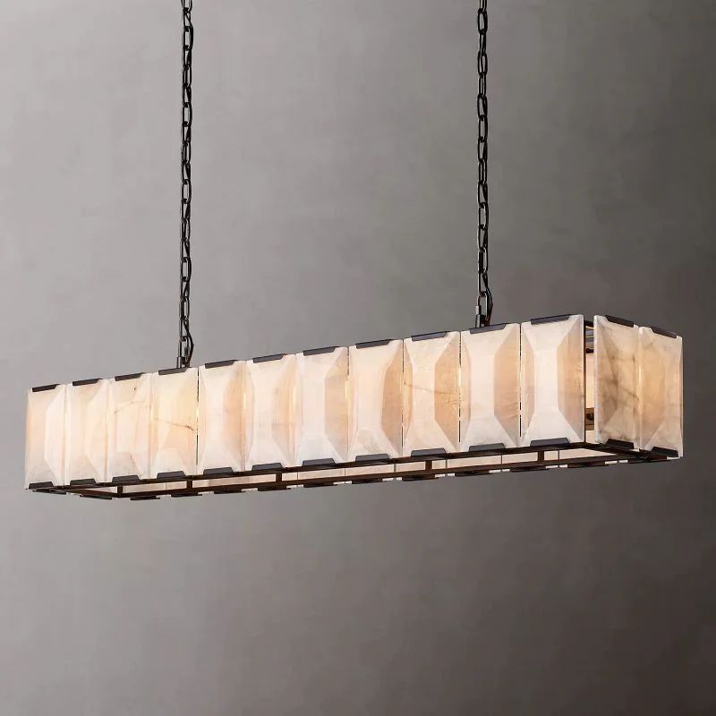 Huxley Calcite Rectangular Chandelier 74"