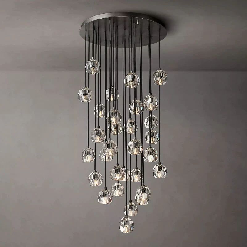 Cristal Clear Glass Round Cluster Chandelier 30"