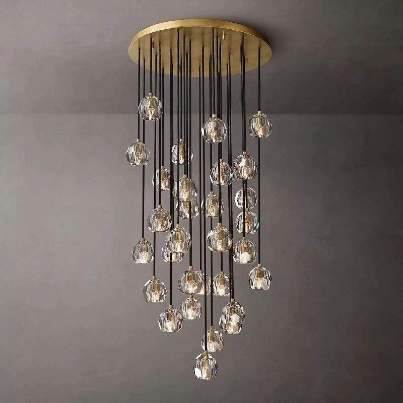 Cristal Clear Glass Round Cluster Chandelier 30"