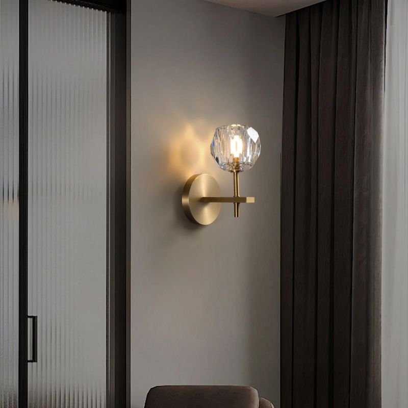 Cristal Clear Glass Short Wall Sconce