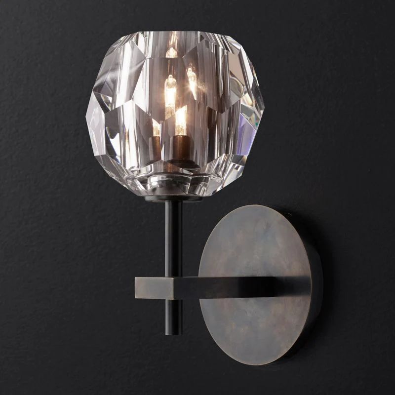 Cristal Clear Glass Short Wall Sconce