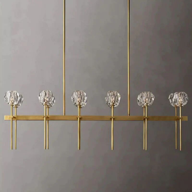 Cristal Glass Double Linear Chandelier 60"