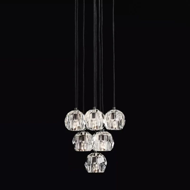 Cristal Glass Round Cluster Chandelier 14"