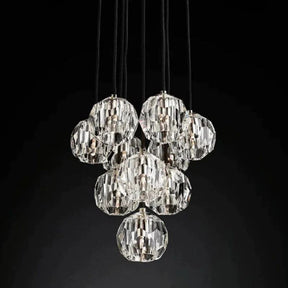 Cristal Glass Round Cluster Chandelier 14"