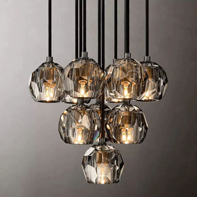 Cristal Glass Round Cluster Chandelier 14"