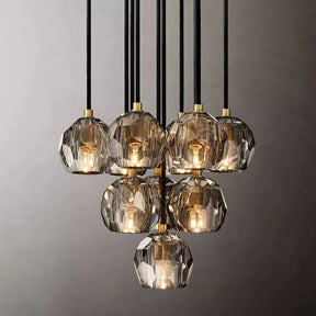 Cristal Glass Round Cluster Chandelier 14"