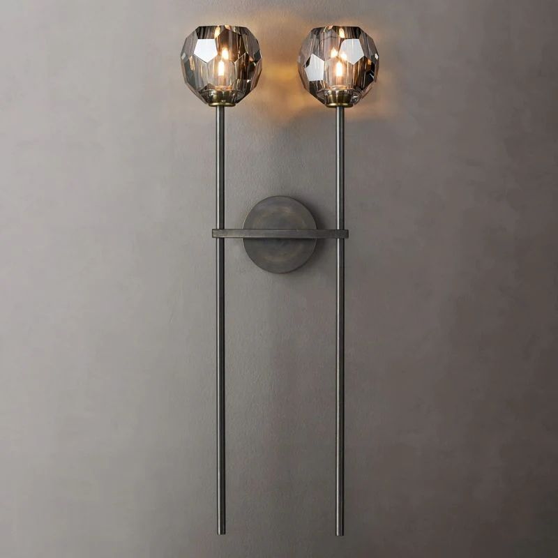 Cristal Smoke Glass Double Grand Wall Sconce