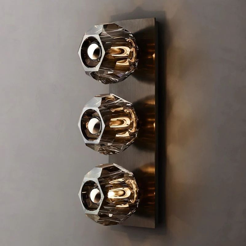 Cristal Smoke Glass Linear Short Wall Sconce