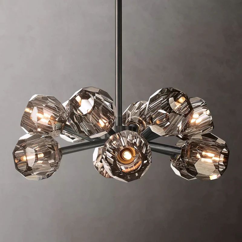 Cristal Smoke Glass Round Chandelier 24"