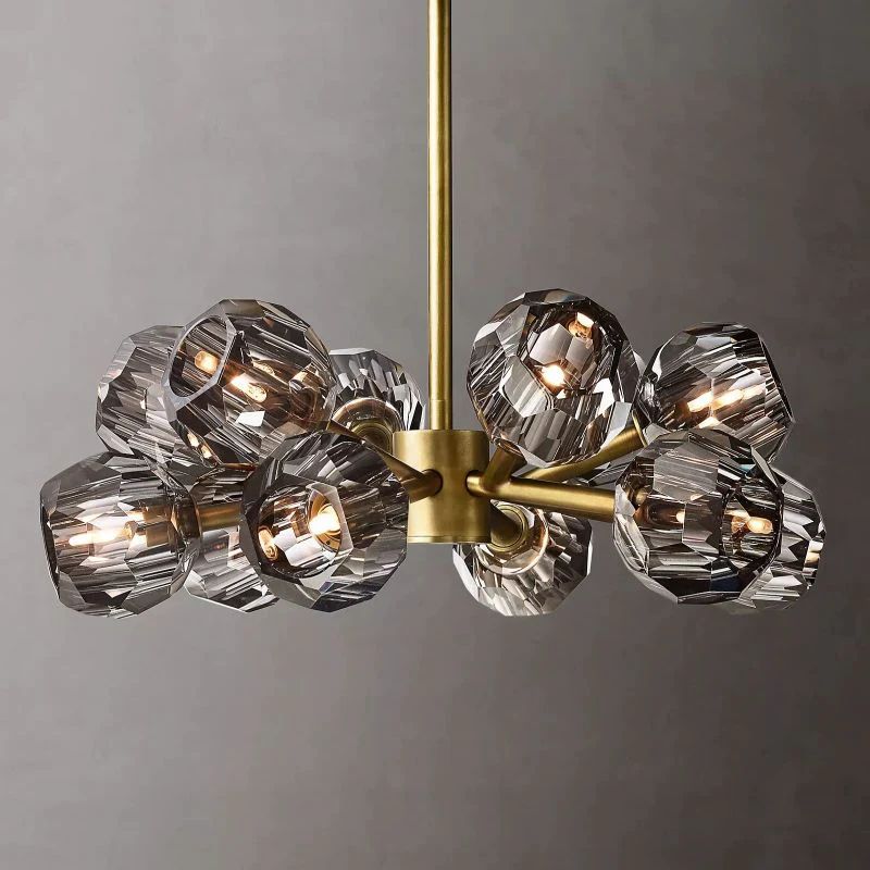 Cristal Smoke Glass Round Chandelier 24"