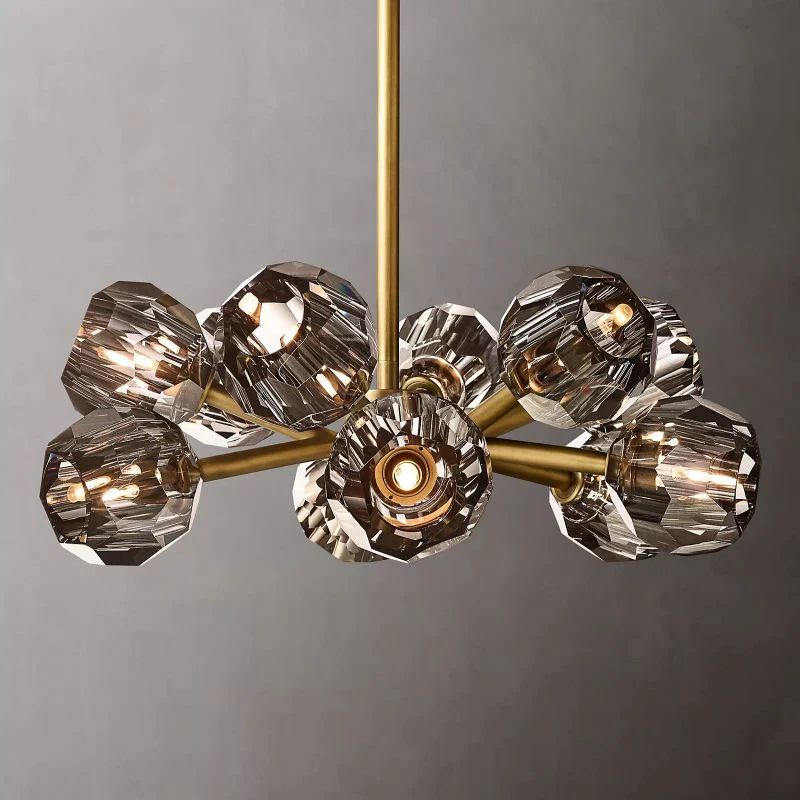 Cristal Smoke Glass Round Chandelier 24"