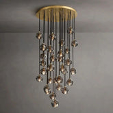 Cristal Smoke Glass Round Cluster Chandelier 30"