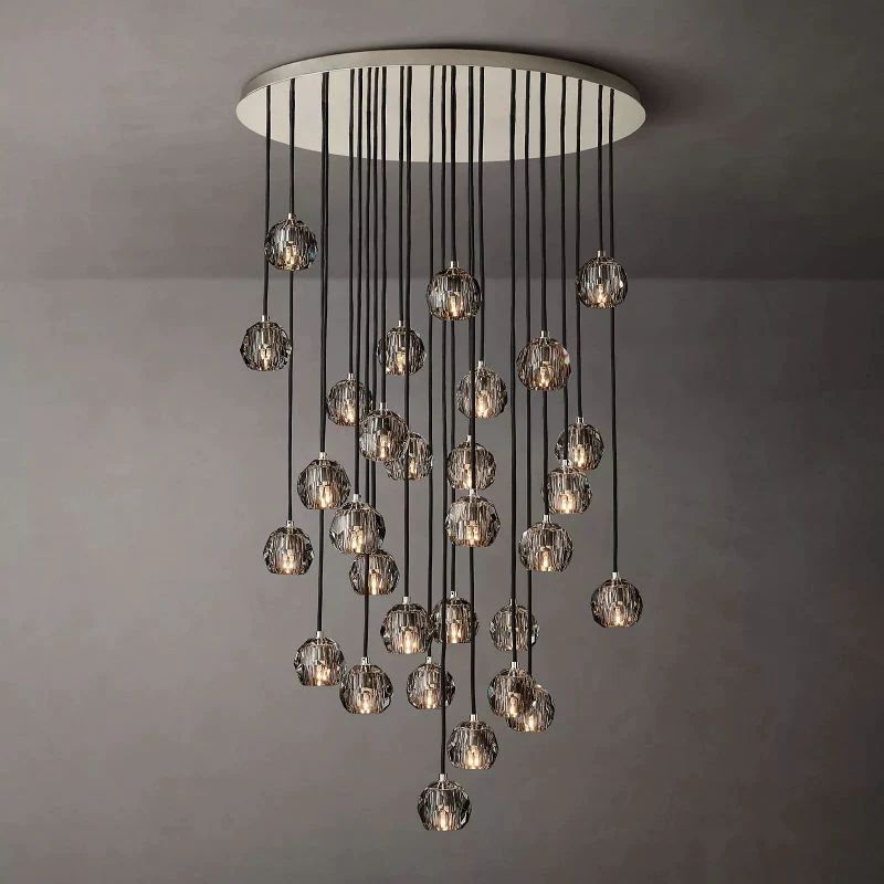 Cristal Smoke Glass Round Cluster Chandelier 40"