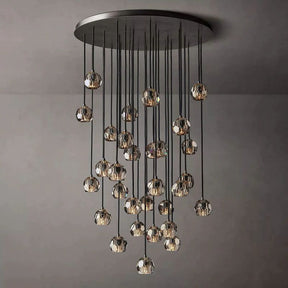 Cristal Smoke Glass Round Cluster Chandelier 40"