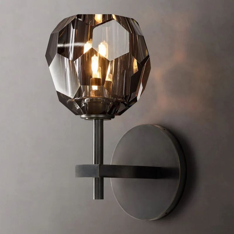 Cristal Smoke Glass Short Wall Sconce