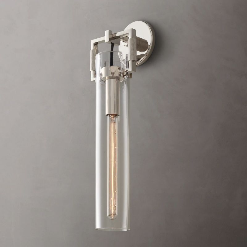 Mechanic Glass Cylinder Wall Sconce 16''