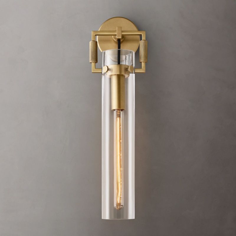 Mechanic Glass Cylinder Wall Sconce 16''