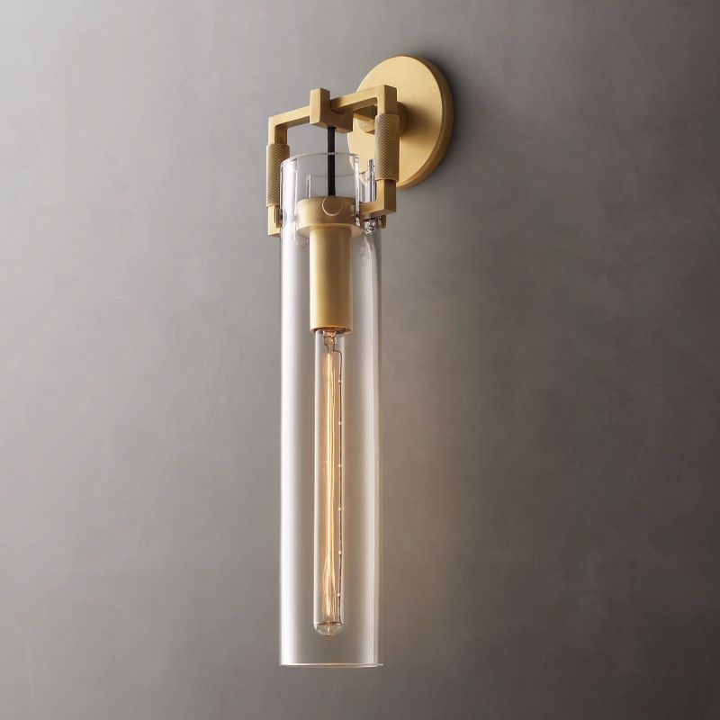 Mechanic Glass Cylinder Wall Sconce 16''