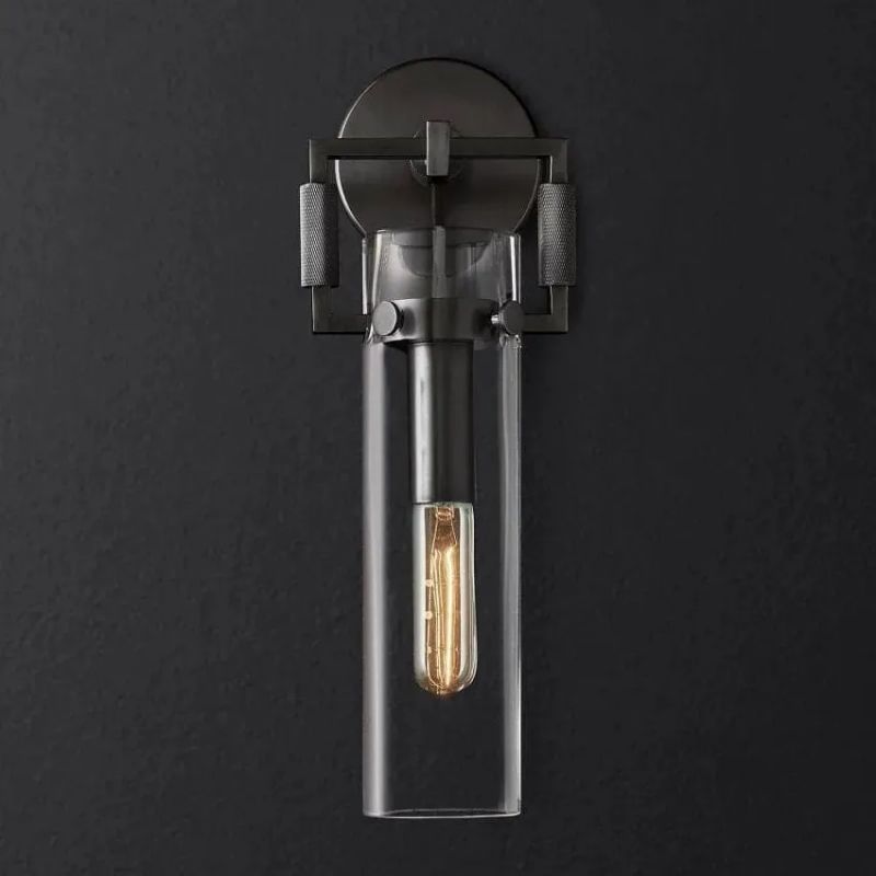 Mechanic Glass Cylinder Wall Sconce 9''