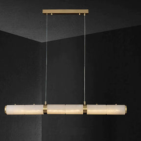 Alan Linear Alabaster Modern Chandelier, Chandelier For Dining Room